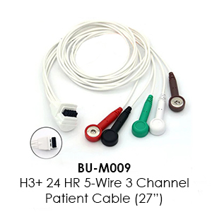 BU-M009 H3+24 HR 5-Wire 3 Channel Patient Cable (27")